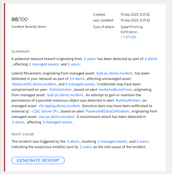XDR incident overview - Summary