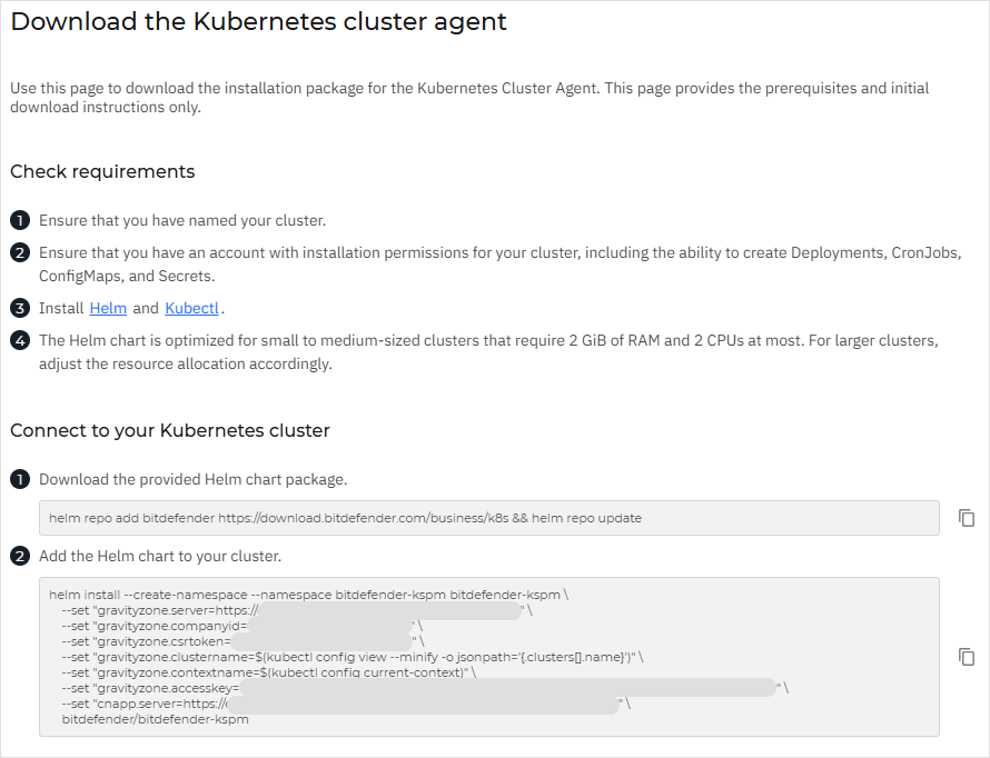 Kubernetes Cluster Agent installation for a Cloud company